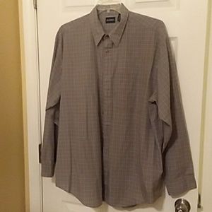 Puritan Mens XLT Gray/White  Pin Stripe Dress Shir